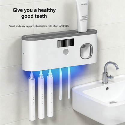 Automatic Toothpaste Dispenser with Toothbrush Holder